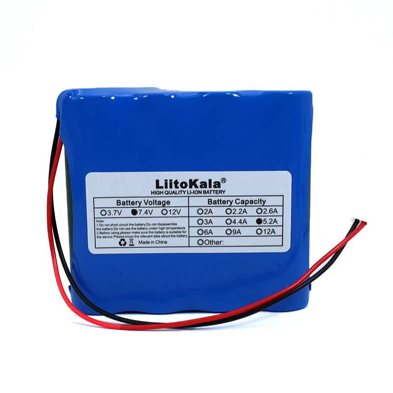 

Liitokala 7.4v 18650 bateria de lítio 2s2p 5.2ah pesca led luz bluetooth alto-falante 8.4v emergência diy baterias com pwb