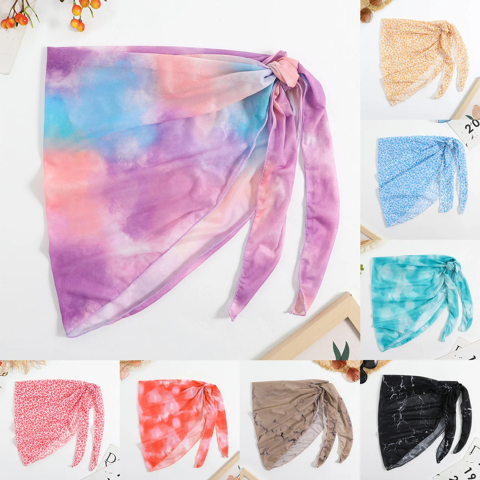 

Женские короткие стринги, купальник, разноцветные накидки с завязкой, Пляжное бикини, прозрачная короткая юбка, шифоновый шарф, накидки для купальников