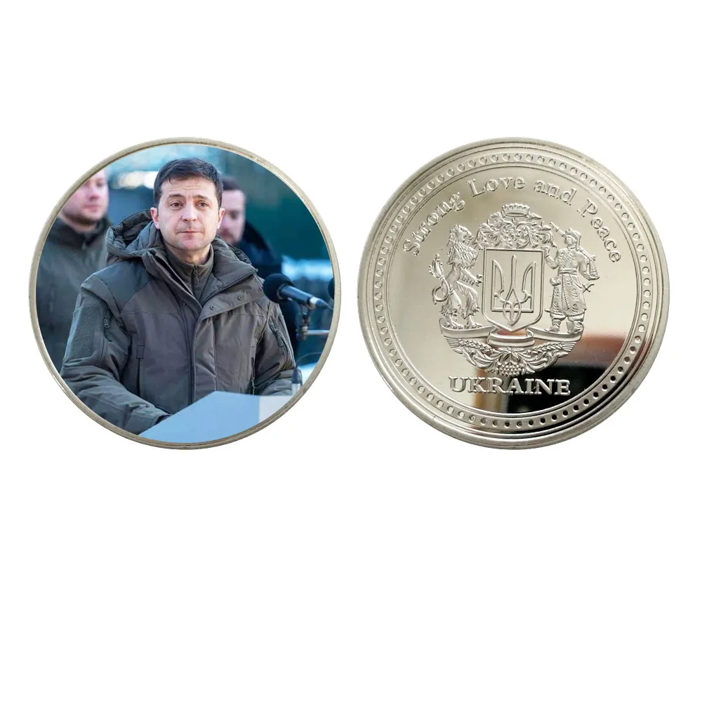

President of Ukraine Silver Coin Zelensky Commemorative Metal Coin Badge Challenge Coin Crafts Souvenir Gift Collection