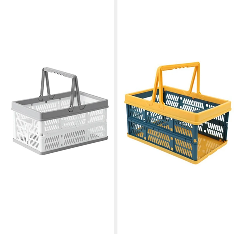 

Складная корзина для покупок, портативный складной ящик для хранения, штабелируемые контейнеры, корзины с ручкой для продуктов и сада