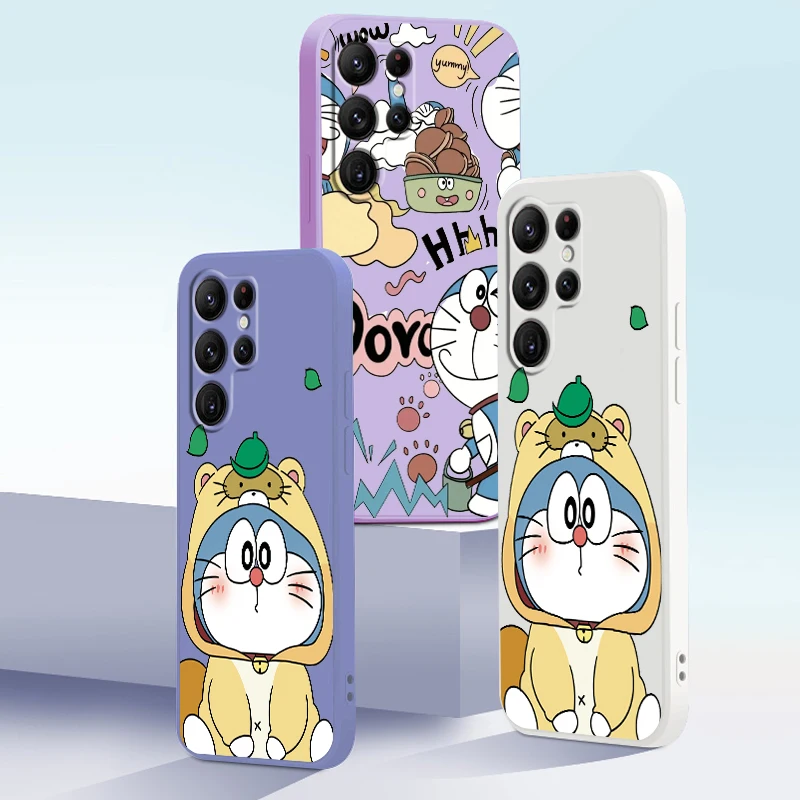 

Doraemon Anime Cartoon Art Phone Case For Samsung Galaxy S22 S21 S20 FE S10 Note 20 10 Plus Lite Ultra 5G Liquid Rope Cover