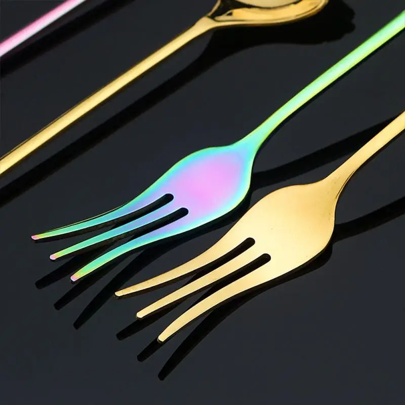 

Cake Coffee Honey Soup Stirring Spoons Stainless Steel Donuts Candy Spoon Forks Dessert Cake Tools Cutlery Spoon Set