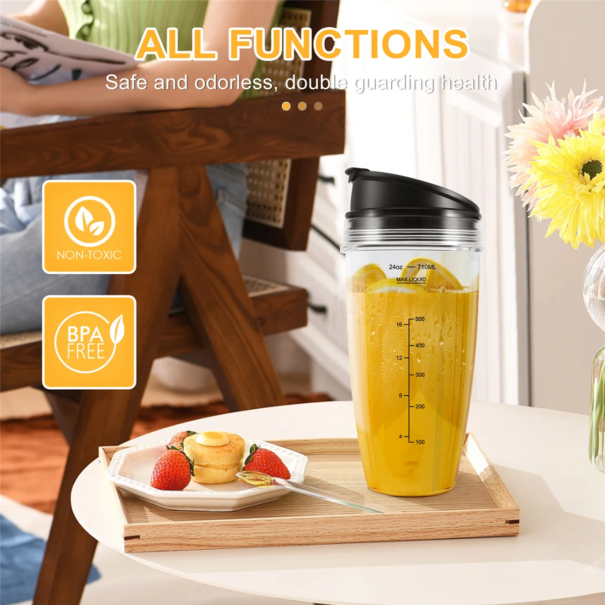 Сменные чашки 24 унции совместимые с блендером Ninja Nutri BN401 BN701 SS101 BN400 BN800 BN801