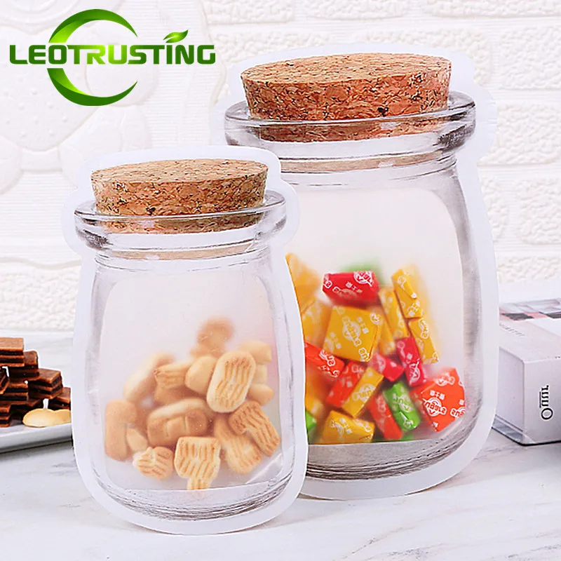 Imitation Wood Mason Jar Bottle Ziplock Packaging Bag Resealable Kitchen Fridge Travel Snack Chocolate Stand Up Gifts Pouches