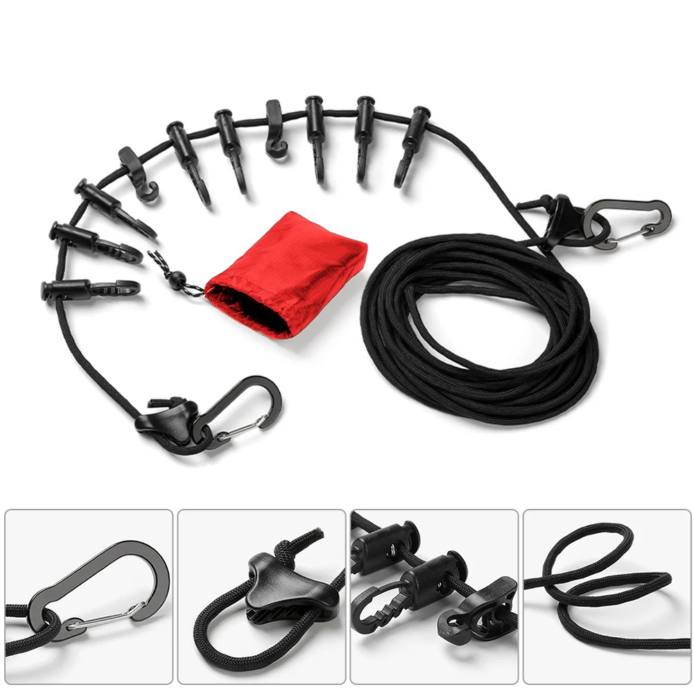 5-метровая ветровая веревка для лагеря с D-образными крючками пряжкой кемпинга