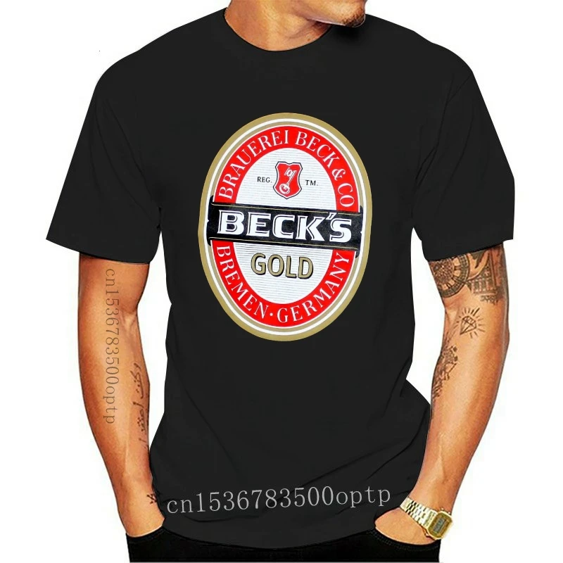 

Новинка 2022, футболка Becks Gold Bier Beer Shirt Herren Man Gr. XL Шварц Sommer NEU OVP