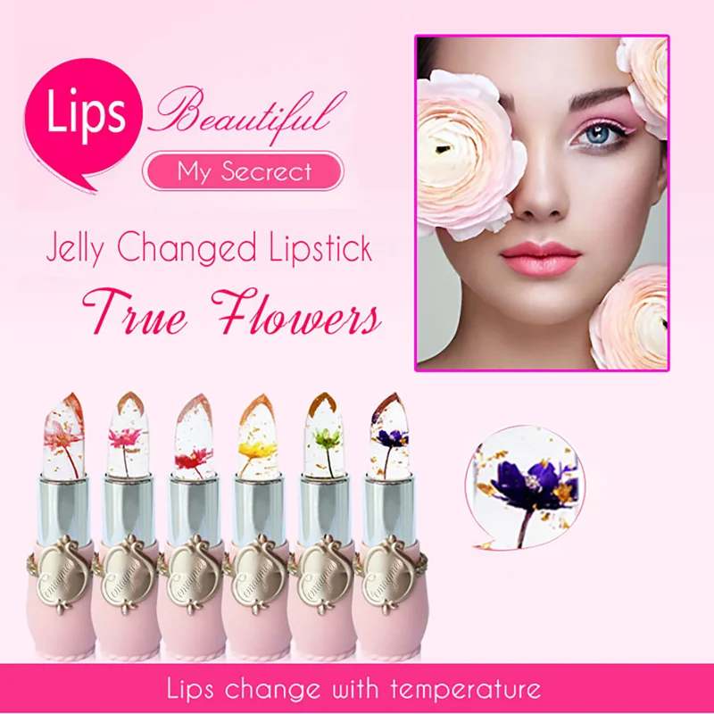 

Crystal Jelly Lip Gloss Beauty Bright Flower Magic Temperature Change Color Lipstick Long Lasting Moisturizing Lip Balm Makeup