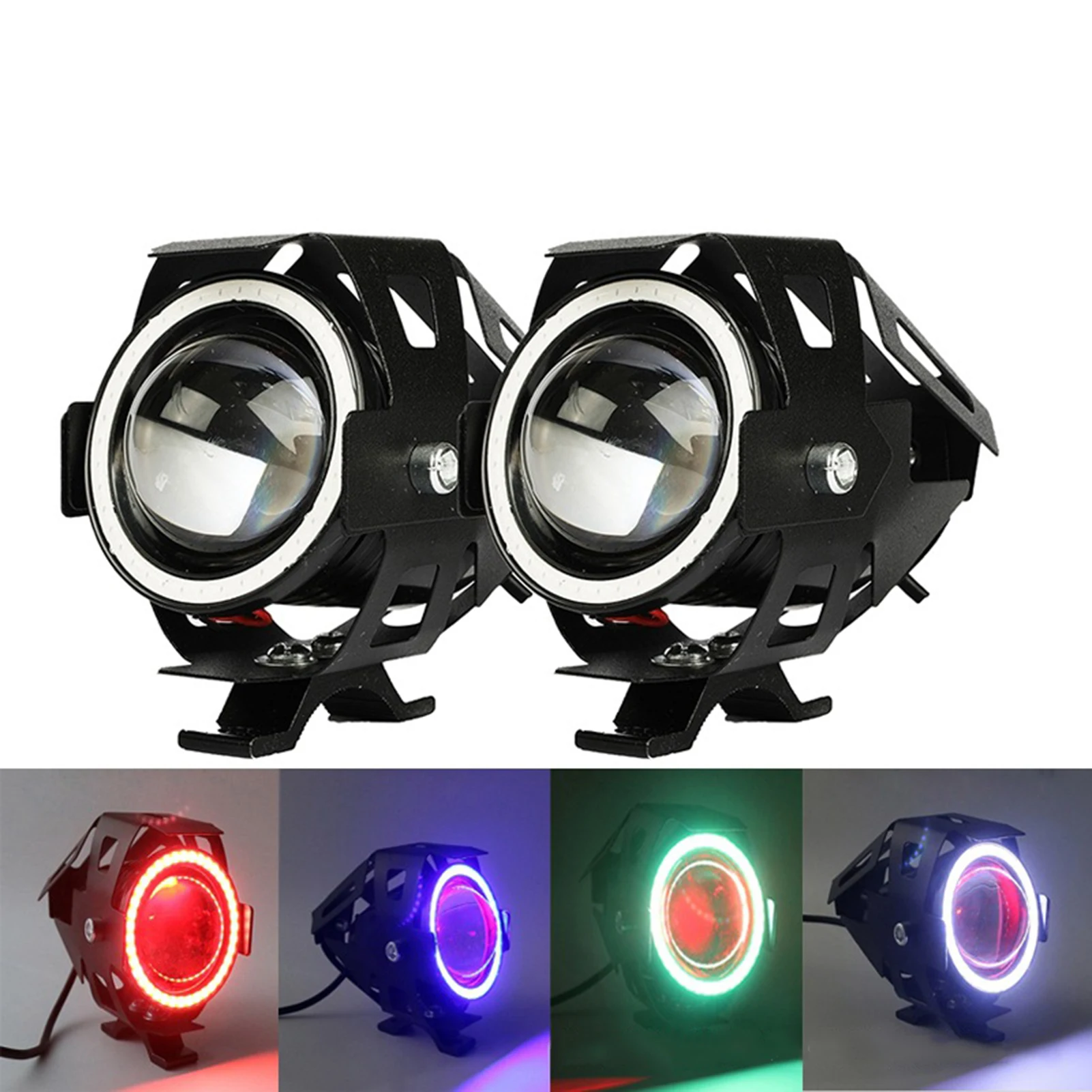 

Led Motorcycle Headlight Bright Motorcycle Modified Angel Devil Eye Headlight Waterproof Light Flash Auxiliary Headlights