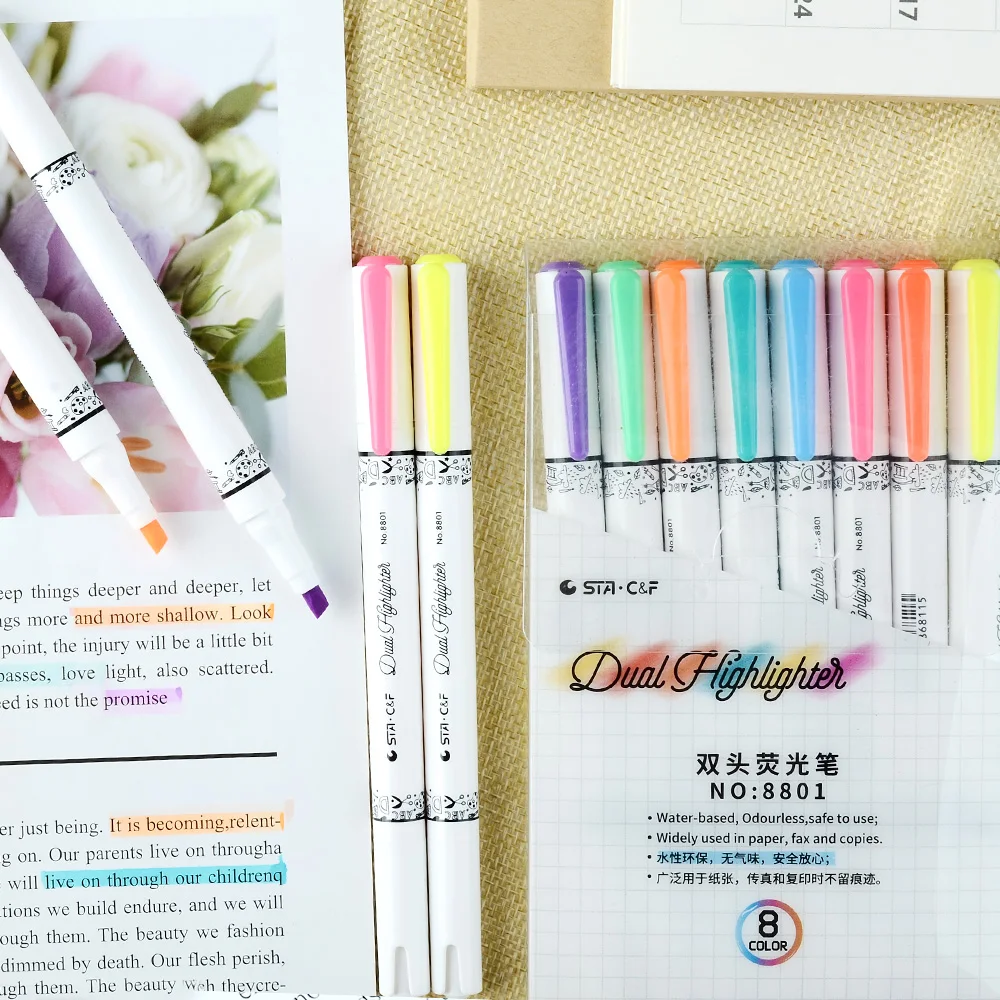 Набор двусторонних маркеров 8 шт./компл. кисть для рисования граффити маркеры