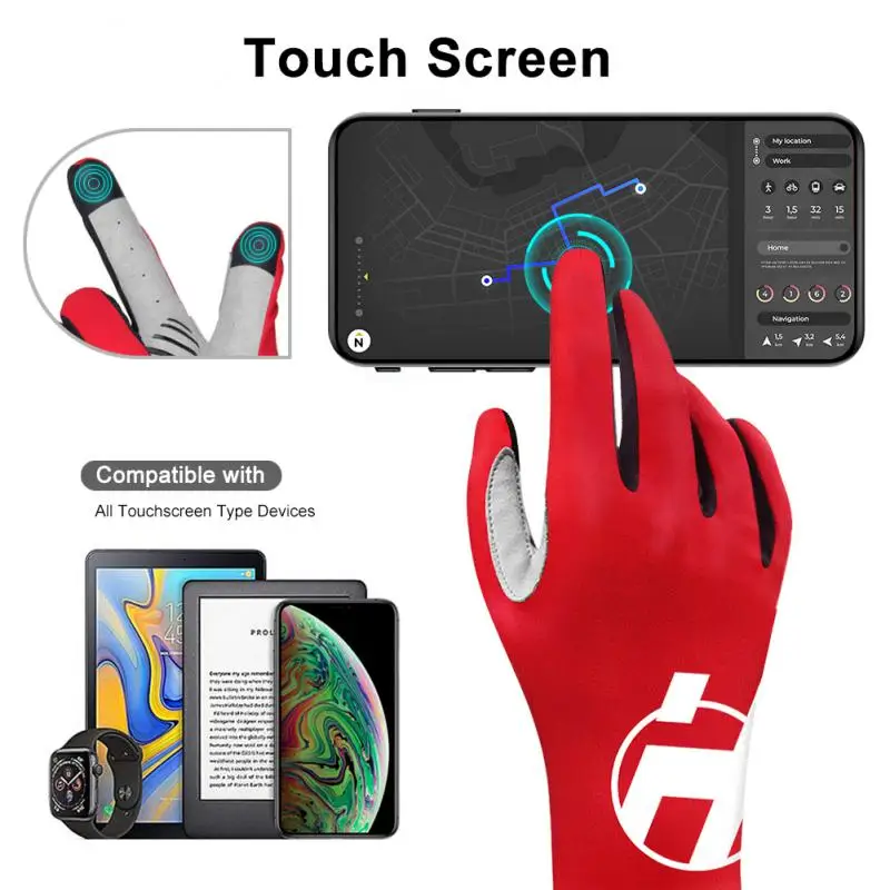 HNQH Touch Screen Long Full Fingers Gel Sports Bike Cycling Gloves MTB Road Riding Racing Women Men's Bicycle |