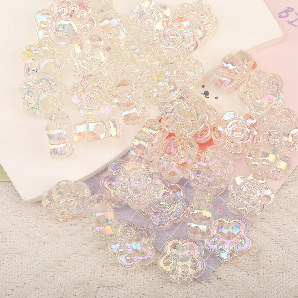 

Cordial Design 19*19MM 100Pcs Jewelry Findings & Components/Hand Made/Aurora Effect/Acrylic Beads/Flower And Dog Paw Shape