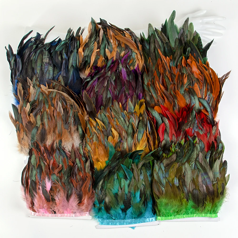 

Цветные Куриные перья, 2 м, 15-20 см, для бахромы, одежды, платьев, швейная лента, петух, Плюмаж, праздничное искусственное украшение «сделай сам»