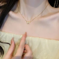 elegant%c2%a0h shape pendant necklace for women 14k gold sweet temperament choker necklace 2022 new trend girl lady fashion jewelry