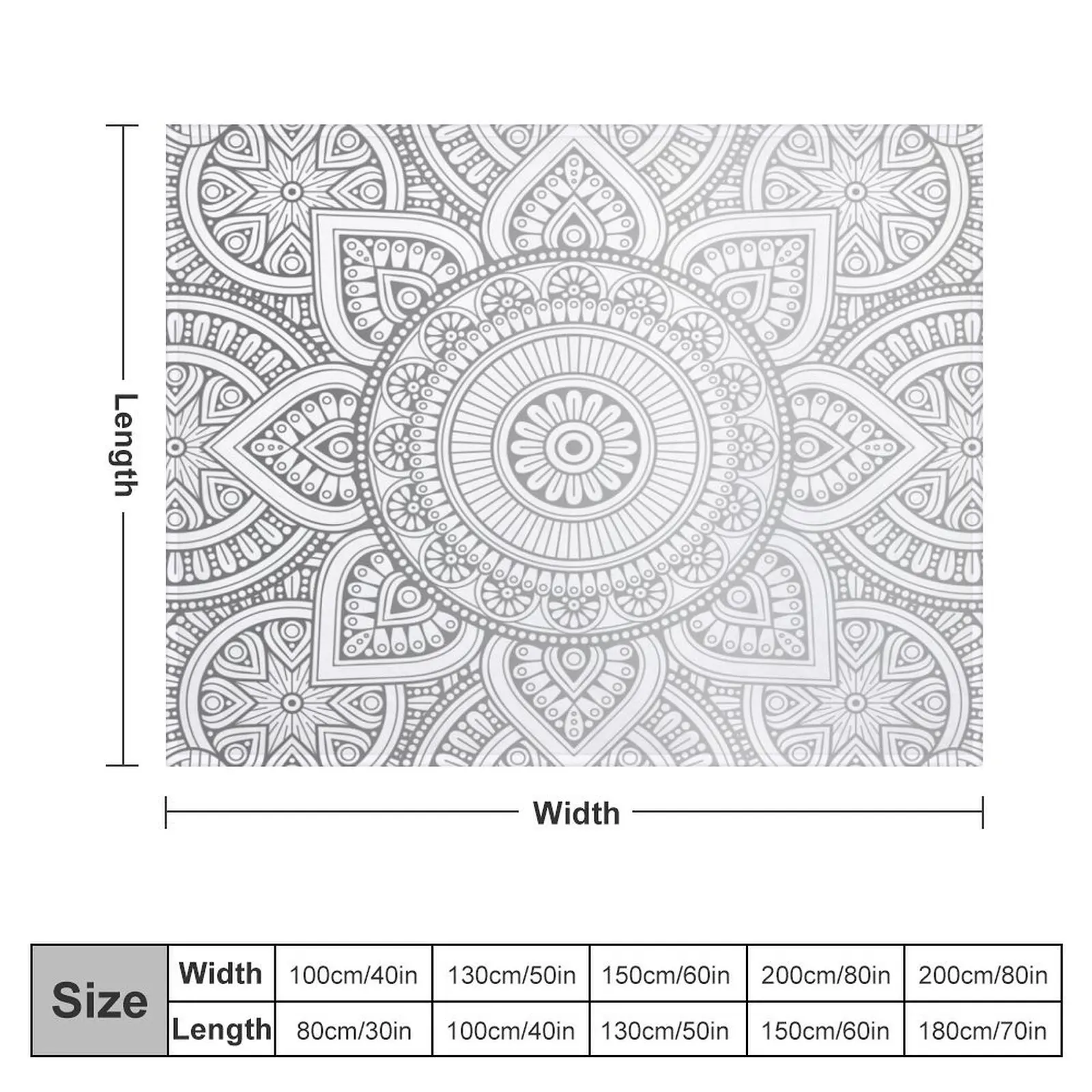 Серебряный рисунок мандалы иллюстрация плед на диван-кровать модные милые пледы