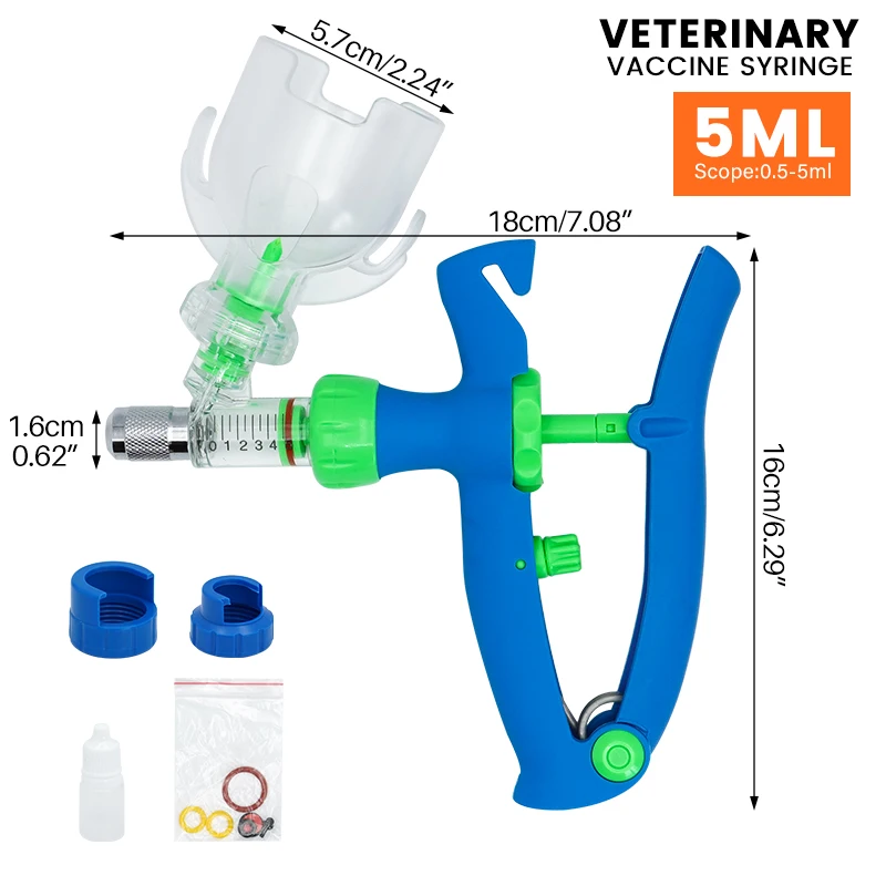

Регулируемый шприц для вакцины, автоматический инжектор с 10 иглами, прочные ветеринарные инструменты для животных, 2/5 мл