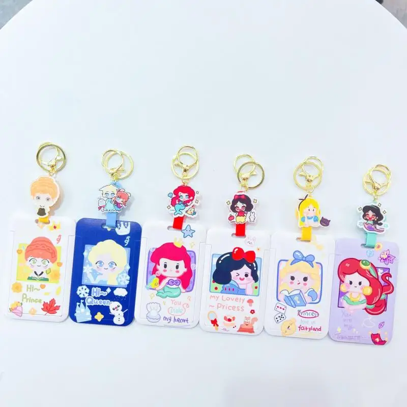 

Disney Princess Card Case Cover Cute Doll Bus Metro Student Bus 7X11Cm Accommodate Cards Case Lanyard Protective Keychain Gifts