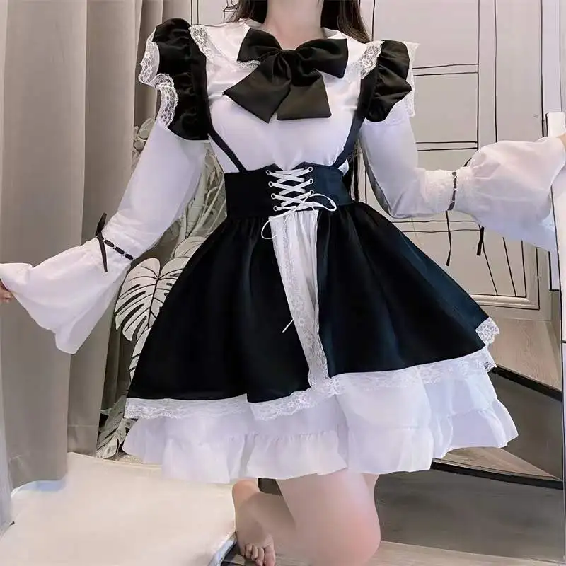 

Women Maid Outfit Anime Long Dress Black and White Apron Dress Lolita Dresses Men Cafe Costume Cosplay Costume Горничная Mucama
