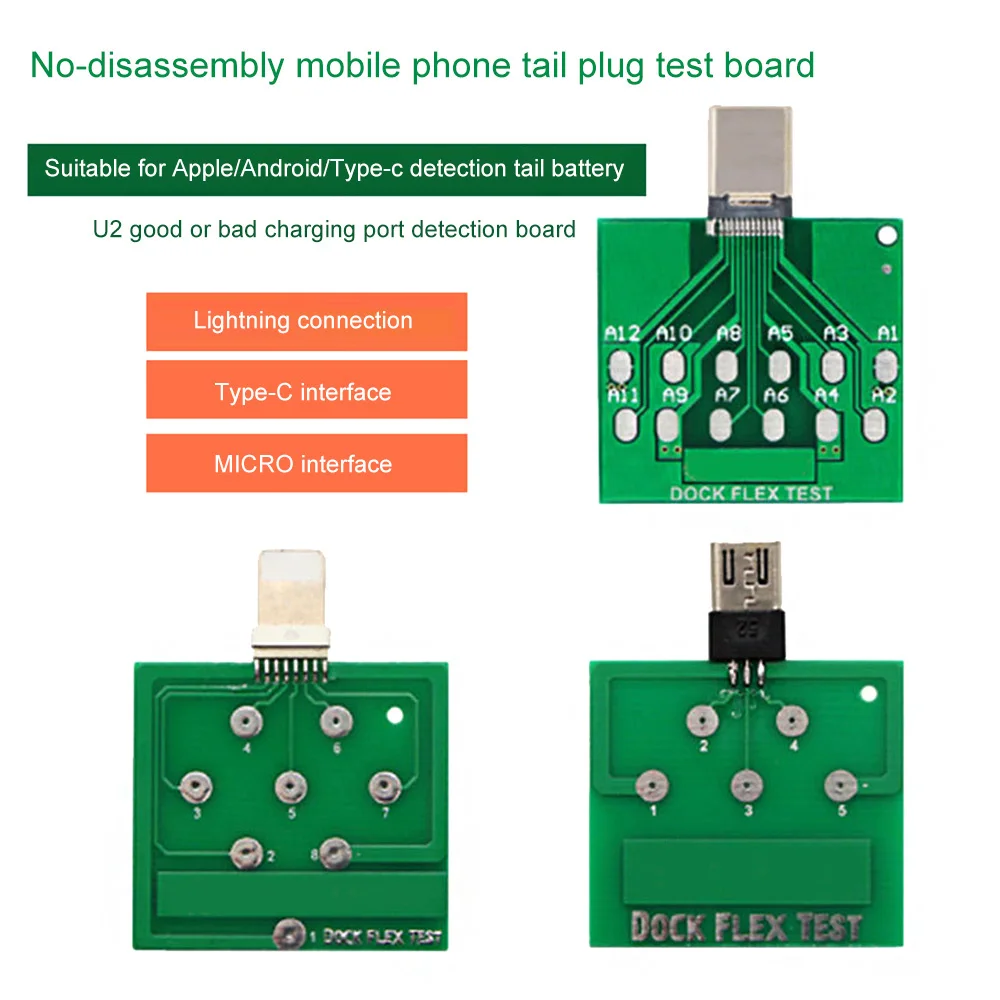 No-disassembly test board A full range of tail plug battery test Android phone U2 battery power charging base Flex test tool