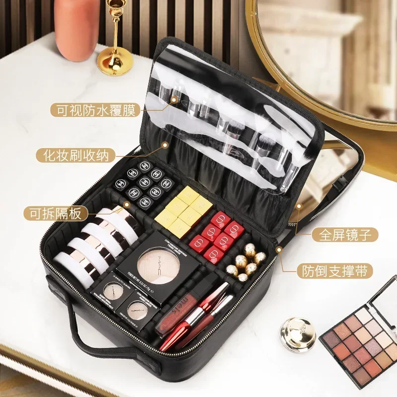 Косметичка женская с зеркалом вместительная косметичка для путешествий ухода за