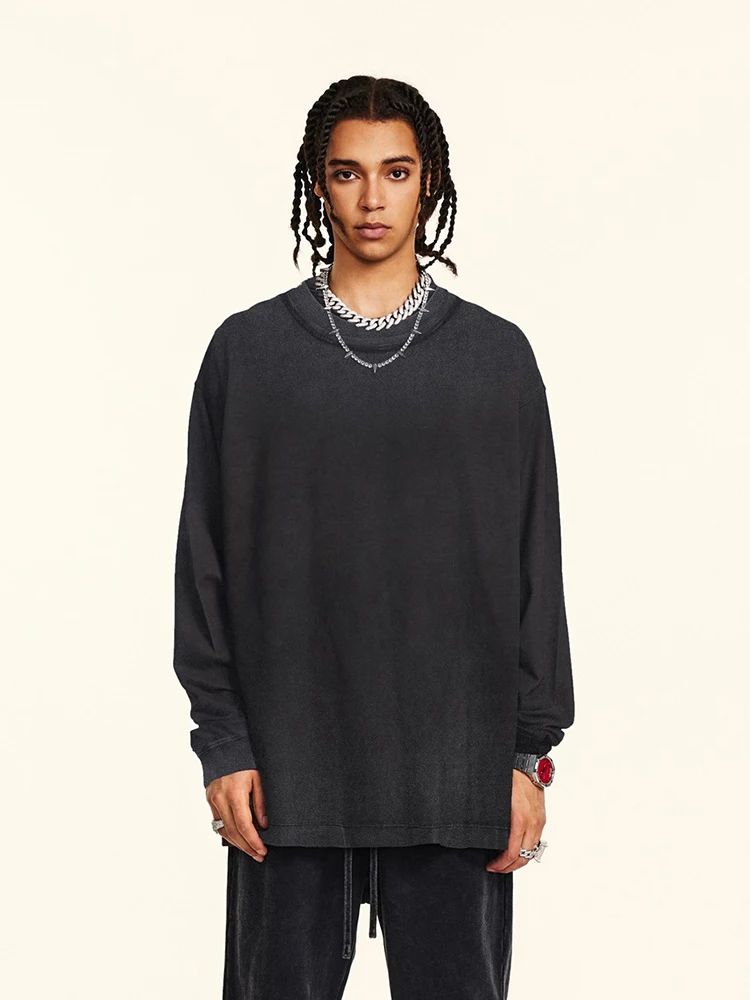 Однотонная градиентная рубашка с длинными рукавами мужская модная брендовая в