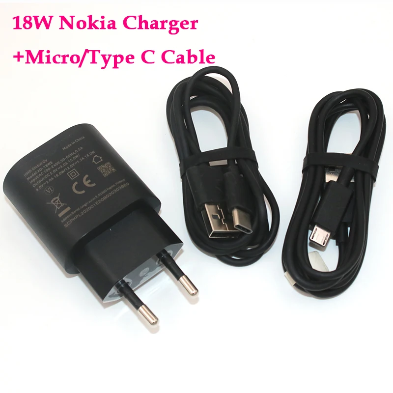 Быстрое зарядное устройство USB QC3.0 QC4.0, 18 Вт, адаптер для путешествий в Великобритании, кабель Micro Type C для Nokia 2720 220 8Pro G50 Xiaomi 9 8 SE