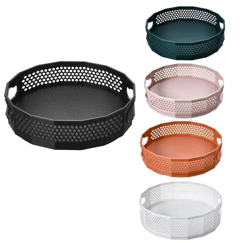 

Storage Tray Drain Rack Turntable Rotating Tray 360 Spice Bathroom Kitchen Board Spice Jar Organizer