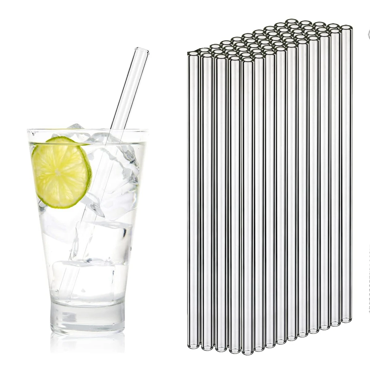 

50pcs Barware Eco-friendly Straws 8*200mm Glass Reusable Straws Straws Drinkware Smoothies For Cocktails Drinking Accessories