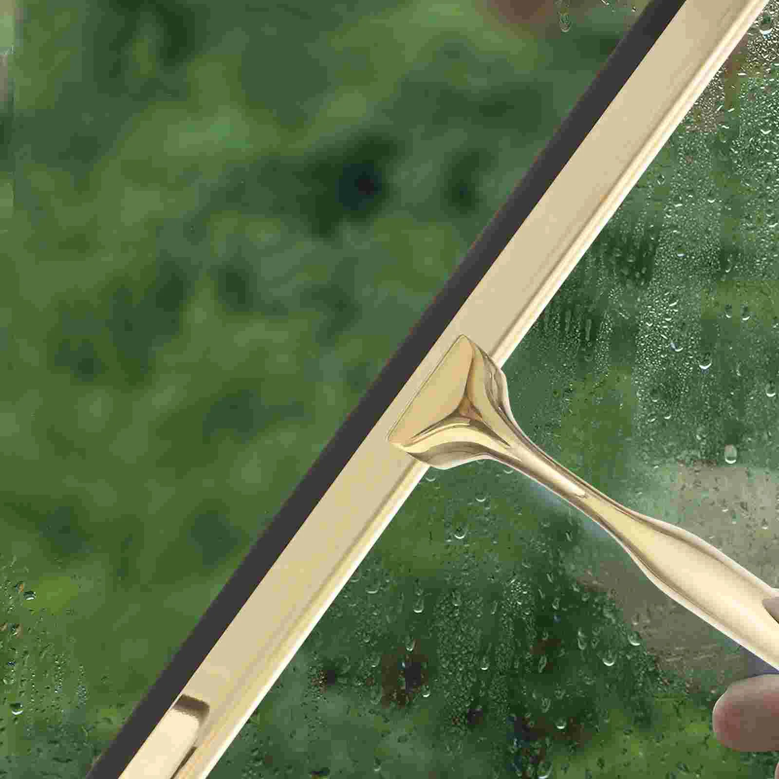 Shower Squeegee Deluxe 304 Stainless Steel Wiper Scraper for Bathroom Glass Door Mirror Windows Tiles (Golden)