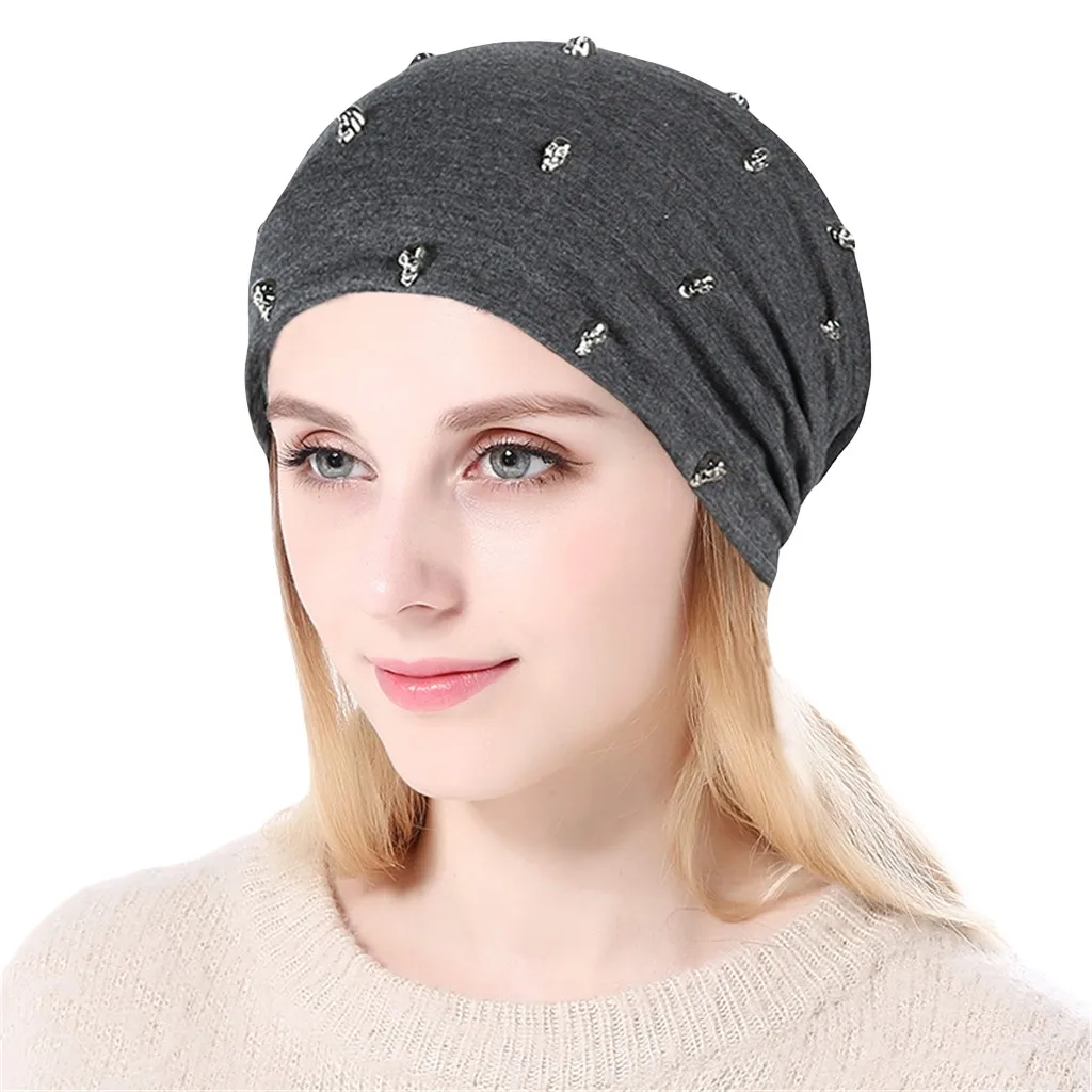 

Women Soild Shantou Stretch Turban Hat knitt Hair Loss Head Scarf Wrap Mens Fitted Hats Caps Lay Hat