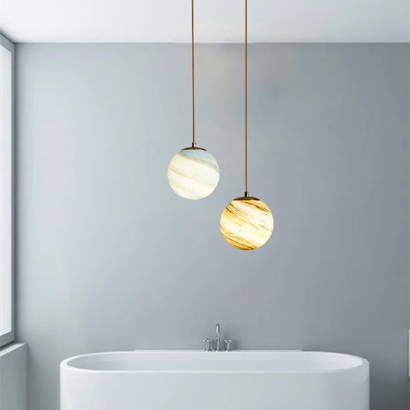 Planet pendant lights minimalist glass ball pendant light restaurant bar lamp bedside stairwell lamp bedroom hallway light