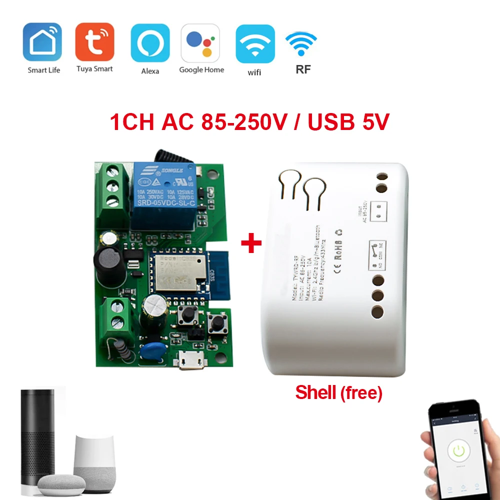 

Tuya Smart Wifi Switch Module Board 1/2/4CH DC 12V 24V 32V Inching Relay Alexa Google Home Alice RF433 Receiver Remote Control
