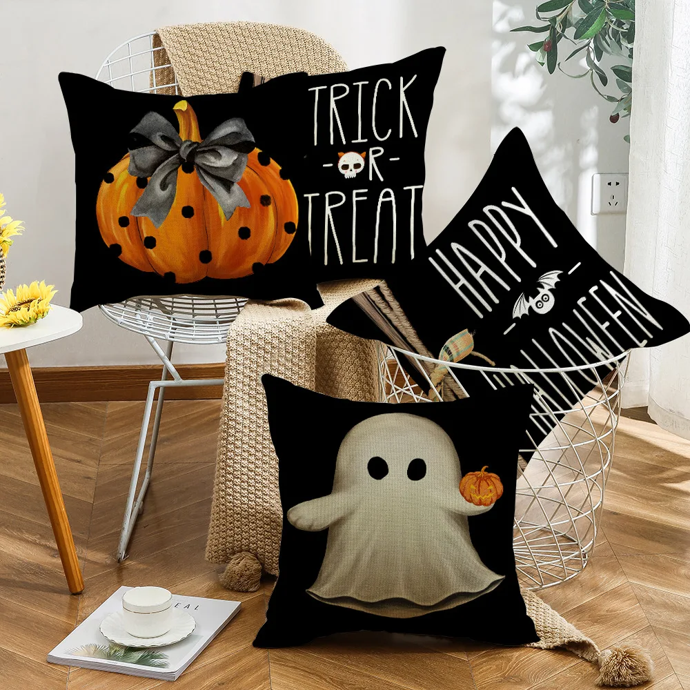 

Halloween Fun Spooky Pumpkin Party Cushion Cover Decorations For Home Ornament Happy New Year Christmas Decor 2023