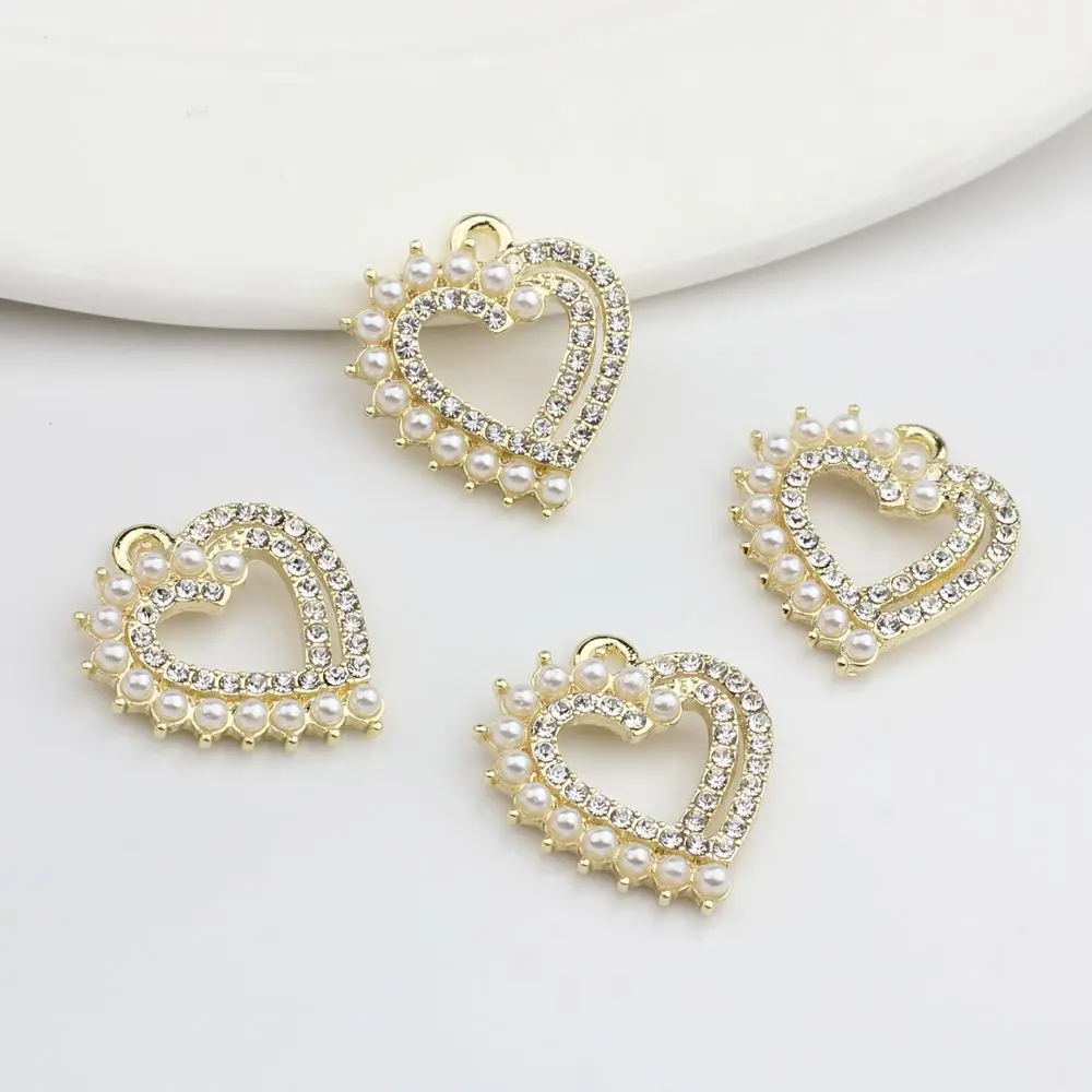 

Zinc Alloy Handmade Imitation Pearls Hollow Heart Charms 10pcs/lot For DIY Jewelry Making Finding Accessories