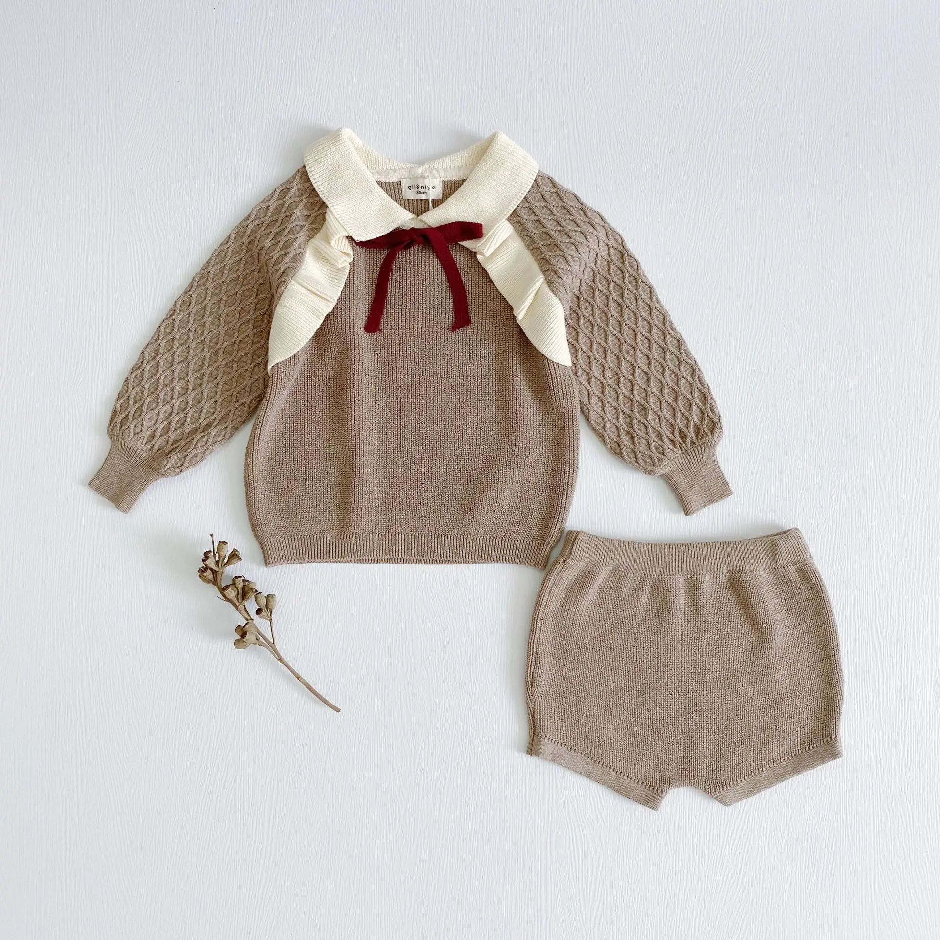 

Baby Winter Warm Knit Clothing Fashion Girls Knit Sweater Soft Cotton Children Knitted Sweater Set Thicken Warm Kids 2pcs Suit