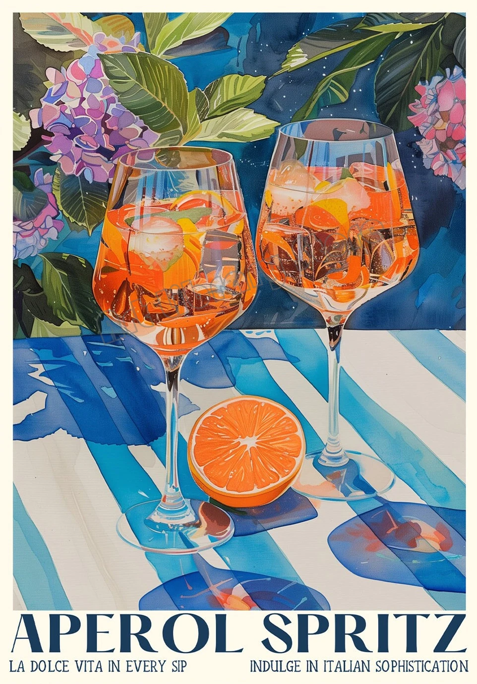 

Печать на холсте "Ретро итальянский летний Aperol Spritz, лимонное дерево"