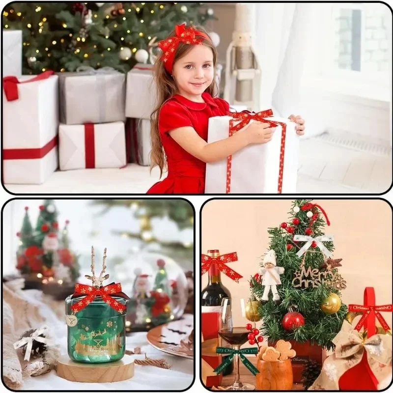 Рождественская лента с принтом полиэфирные ленты подарочная упаковка