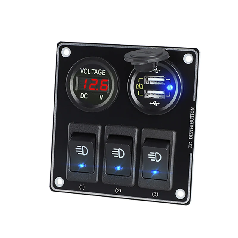 

Voltmeter 12V And Switch QC 3.0 Dual Port Fast Usb Car Charger 12V Cigarette Lighter Socket In The Car Waterproof Adapter Plug