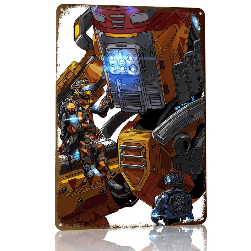 Фото Игровой 3D-постер Titanfall с индивидуальным дизайном, металлическая винтажная табличка для декора стен, спальни, рабочего стола №3