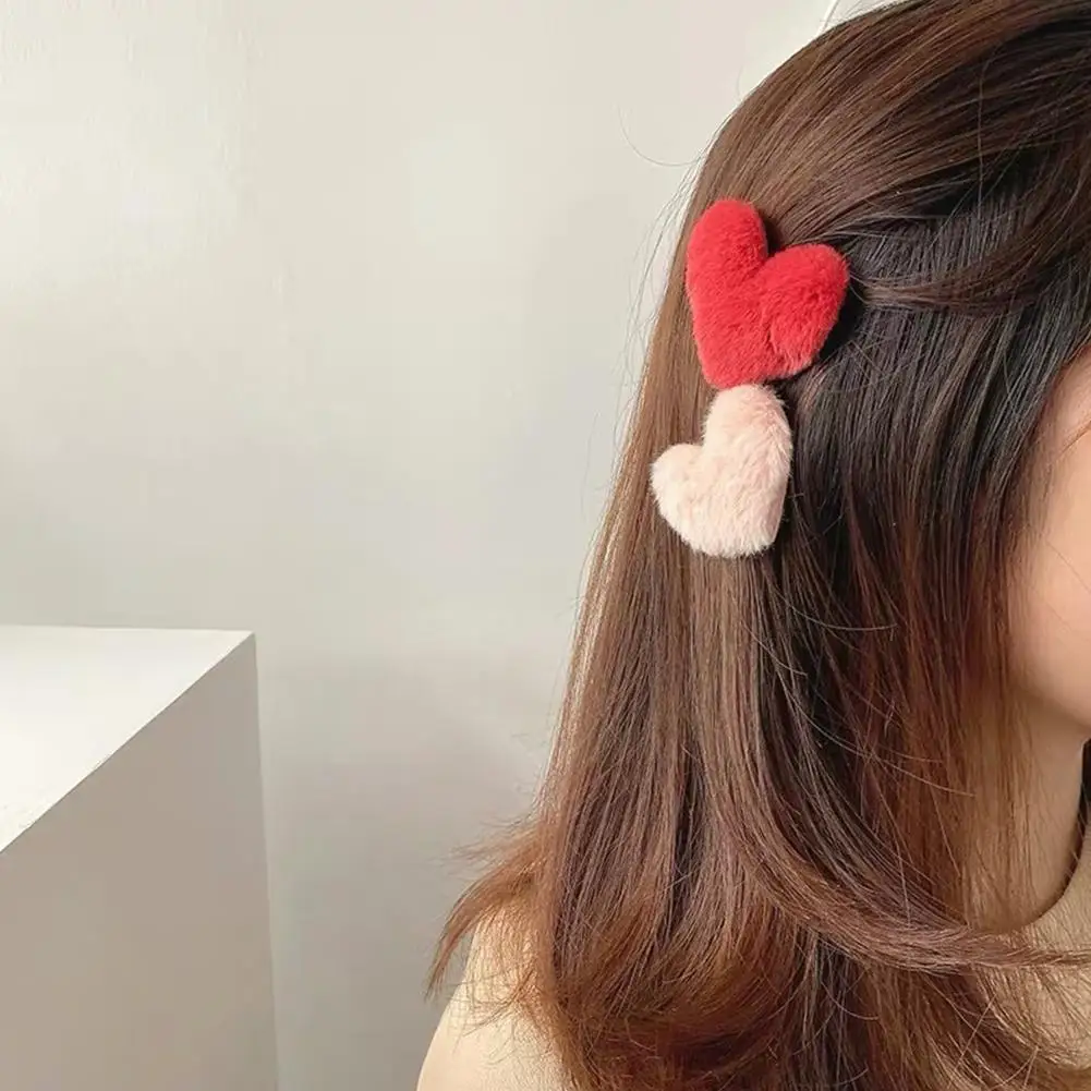 

1pc Heart Plush Clips Love Hairpin Bb Clip Side Clip Barrette Women Girl Korean Hair Simple Accessories Lovely Wholesale Fa I0g4