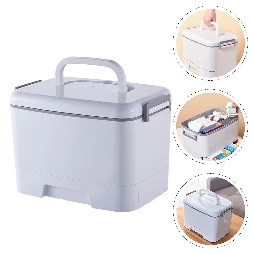 

Box First Aid Storage Medicinetravel Family Craft Bin Layer Kit Case Multi Organizer Household Toolbox Tool Emergency Cabinet