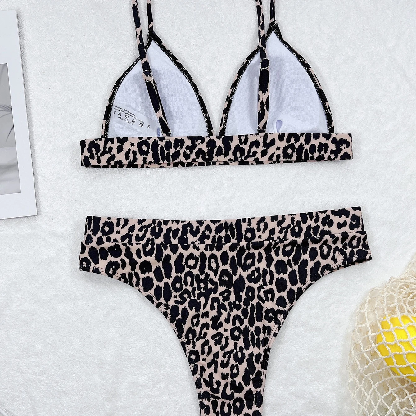 Бикини женское с высокой талией пикантный раздельный купальник леопардовым