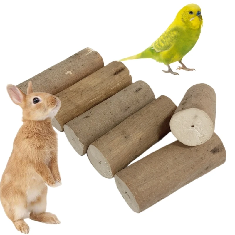 

6 Pcs Wood Rods Molar Toy for Pet Bird Tearing Toy for Bird Parrots Grinding