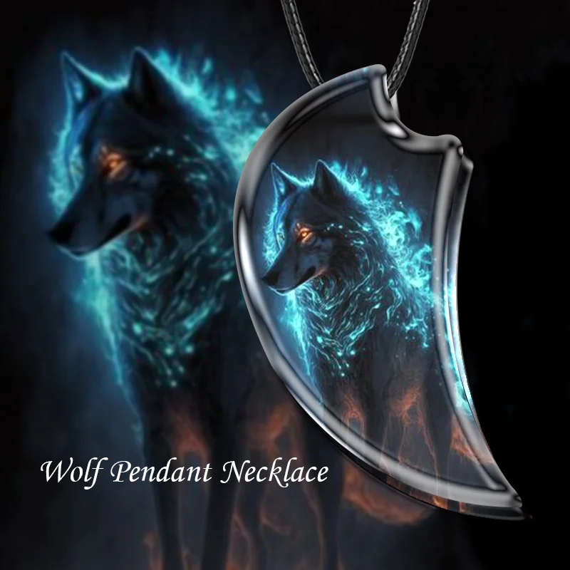 

Fashionable and creative animal wolf head resin pendant necklace, holiday party gift decoration accessories