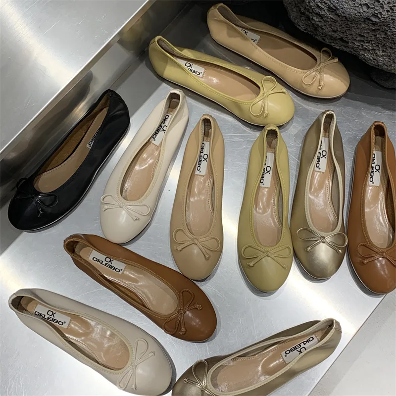 

Туфли женские с закрытым носком, повседневные кроссовки, плоская подошва, круглый носок, бант, Классические балетки, для медсестер, бабочки, лето-осень