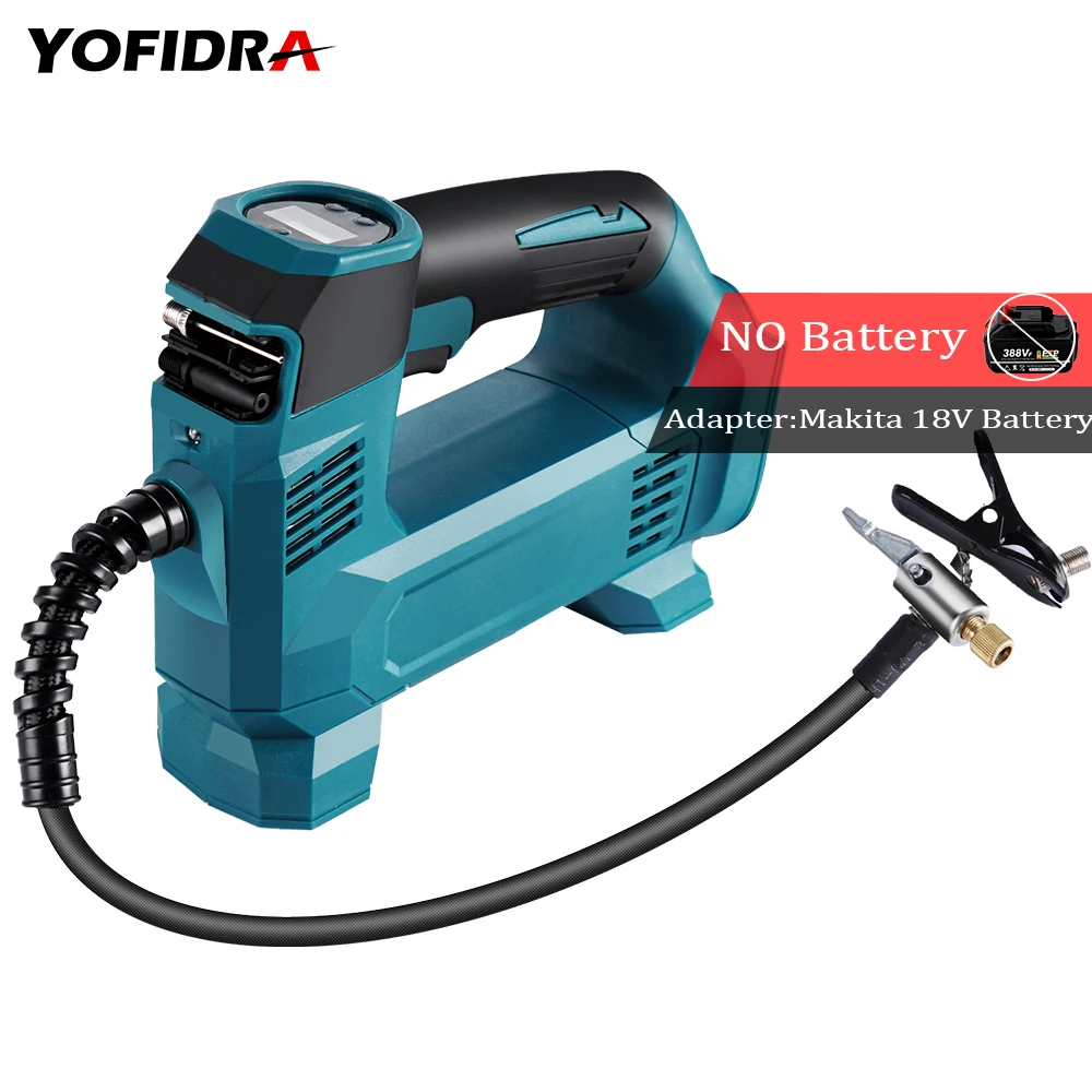 

Yofidra High Pressure Electric Air Pump For Makita 18V Battery Portable Handheld Car Air Inflator Digital Display Pneumatic Tool