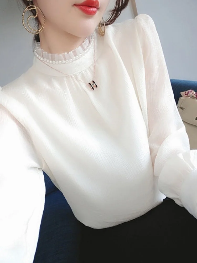 Шифоновая рубашка Fairy на флисовой подкладке женская осенне-зимняя новинка с