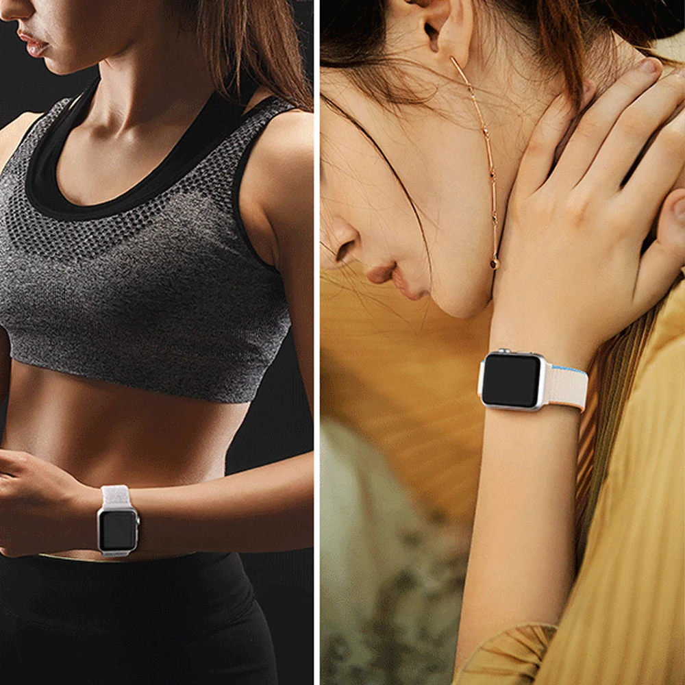 Ремешок для Apple Watch Band 45 мм 44 42 41 49 40 38 нейлоновый браслет Correa iwatch series 8 9 7 6 5 4 3 SE Ultra 2