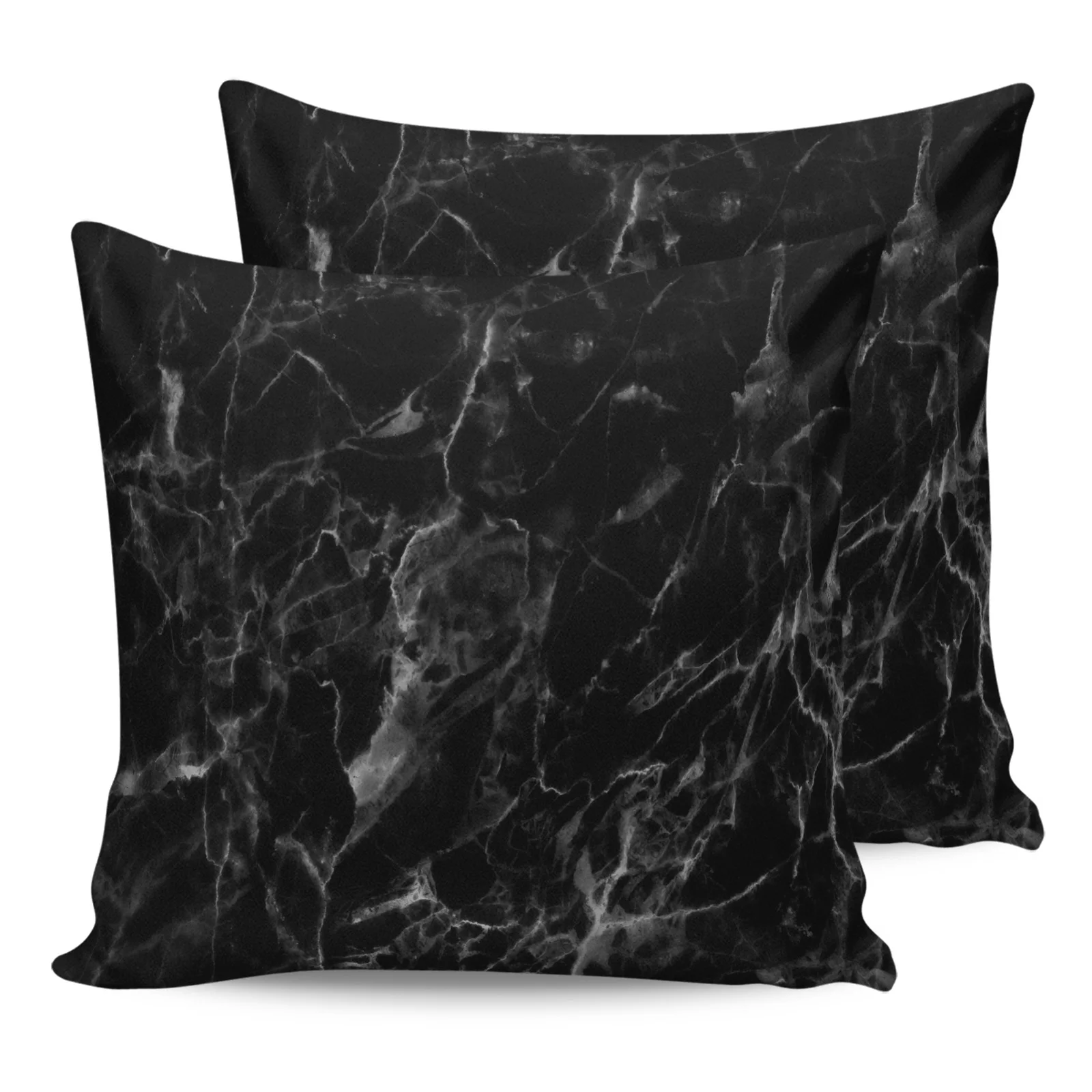 

2PCS Pillowcases Black Marble Granite Cushion Cover Home Bedding Living Room Decorative Couch Throw Pillow Case