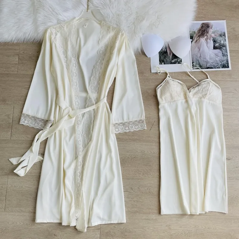 

Женская атласная ночная рубашка без рукавов, летняя Пижама-кимоно