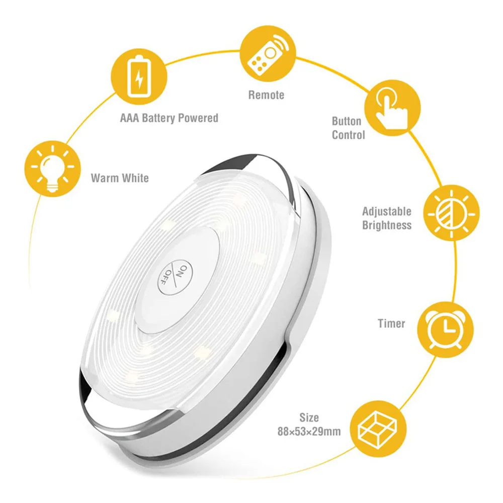 

Wake Up Desk Cabinet Light Kitchen Emergency Puck Lighting Night Lamp Bedroom Stairs Mini LED Warm White 4000k Closet Wardrobe